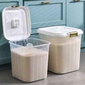 25kg food grade large capacity rice container with wheel and measuring cup