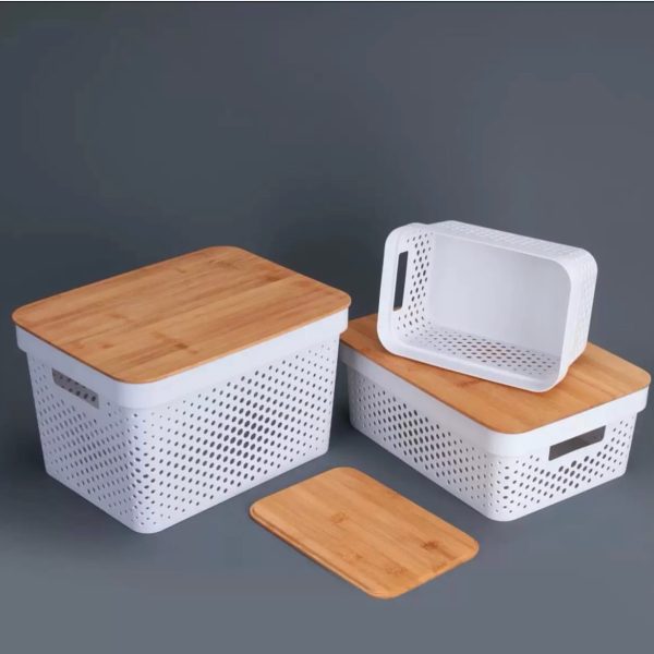 Storage Baskets with Bamboo Lids