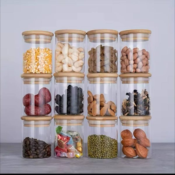 Glass Spice Jars with Bamboo Lids (12pcs)